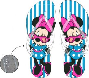 Chinelos Azuis Riscas Flip-Flops Minnie Wink Disney