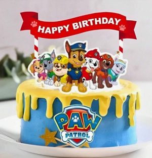 Conj. 3 Toppers Bolo Aniversário Happy Birthday Patrulha Pata