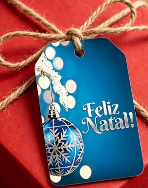 Conj. 8 Cartões de Natal Azul Feliz Natal 6,5x4Cm