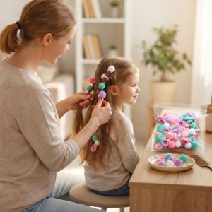 Conj. 10 Elásticos de Criança com Pompom Cores Sortidas 2Cm