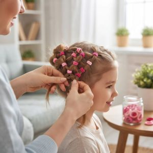 Conj. 20 Elásticos de Cabelo Criança Tons Rosa 2Cm