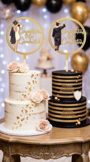 Topper Acrílico Dourado Congratulations Graduation 18.5Cm