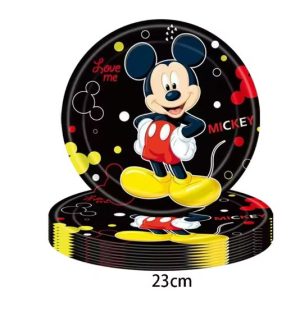 Conj. 10 Pratos Papel 23Cm Mickey Happy Birthday