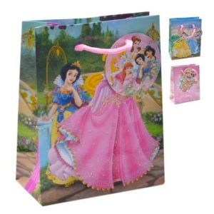 Saco Papel Presente Princesas 26x32x10Cm