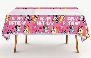 Toalha de Mesa Plástica Rosa Bluey 108x180Cm