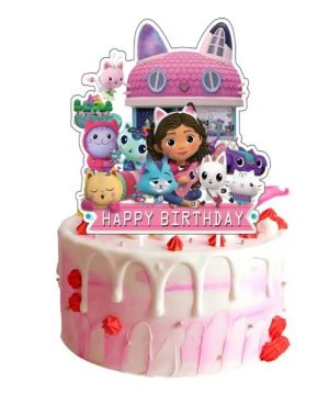 Topper Bolo Aniversário Happy Birthday + 24 Toppers Cupcakes Gabby´s Dollhouse
