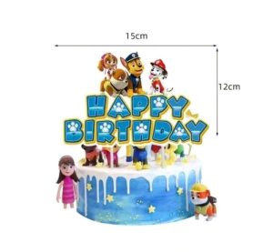 Topper Bolo Aniversário Happy Birthday Patrulha Pata 15x12Cm