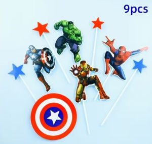 Conj. 9 Toppers Bolo Aniversário/Cupcakes Avengers