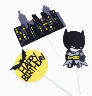 Conj. 3 Toppers Bolo Aniversário Happy Birthday Batman