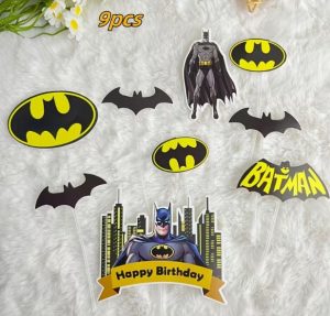 Topper Bolo Aniversário Happy Birthday + 8 Toppers Cupcakes Batman