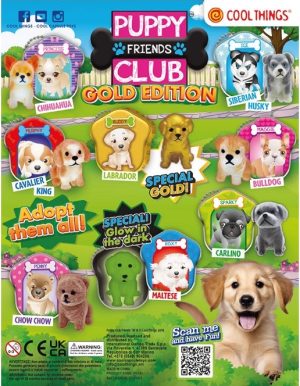 Cápsula com Figura Puppy Friends Club Edição Dourada 50mm Colecionável