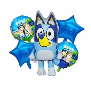 Conj. 5 Balões Foil Figura Bluey Smile 75Cm