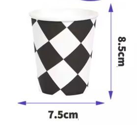 Blister 10 Copos Papel Tema Corrida Xadrez 8,5Cm