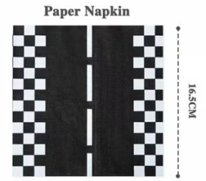 Conj. 25 Guardanapos Papel Tema Corrida Street Race 33x33Cm