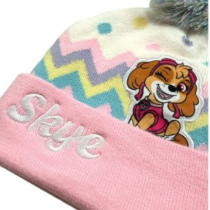 Gorro Rosa Patrulha Pata Skye com Pompom Tamanho Único (54Cm)