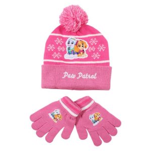 Conj. Gorro com Pompom + Luvas Rosa Patrulha Pata Skye e Everest Tamanho Único