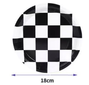 Blister 10 Pratos Papel Tema Corrida Xadrez 18Cm