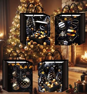 Saco Papel Natal Premium Asa Cordão 14x11x6.5Cm